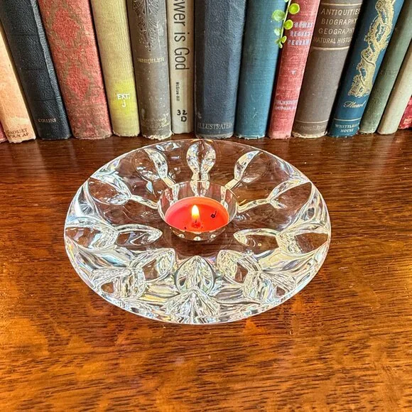 Vintage Signed Miller Rogaska Equinox Snowflake Tea light Holder - Picture 6 of 8